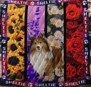 Sheltie and Flowers